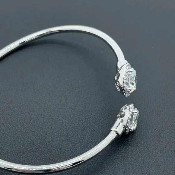 Bypass Bracelet Sterling Silver Simulated Diamonds Round Cut Absolute 4.28ctw - Picture 8 of 14